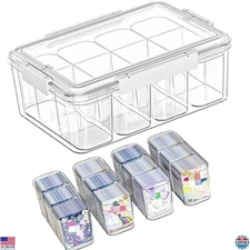 12-Compartment Craft Organizer - Clear Plastic Storage Box with Lids & Handle