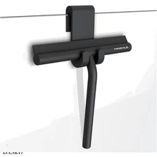 Elegant Black Shower Squeegee with Hook - 8.25" Streak-Free Silicone Blade