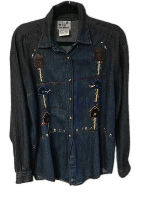 Shirt Size L Vtg That's The Way To Go Always Innovative Bird House Denim