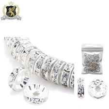 Sparkling 100pcs 10mm White Clear Rondelle Spacer Beads for Jewelry Crafting