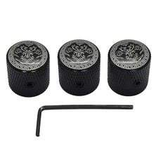 3Pack Electric Guitar Volume Tone Control Dome Knobs Metal Potentiometer Caps