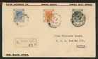 HONG KONG 1938 first day cover with KGVI 2c 4c 25c registered to China