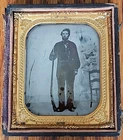 9th Plate Confederate Civil War Ambrotype Photo Armed Rifle Pistol Full Body