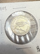 New Zealand 1943 Six Pence Key Date Uncirculated Silver Coin