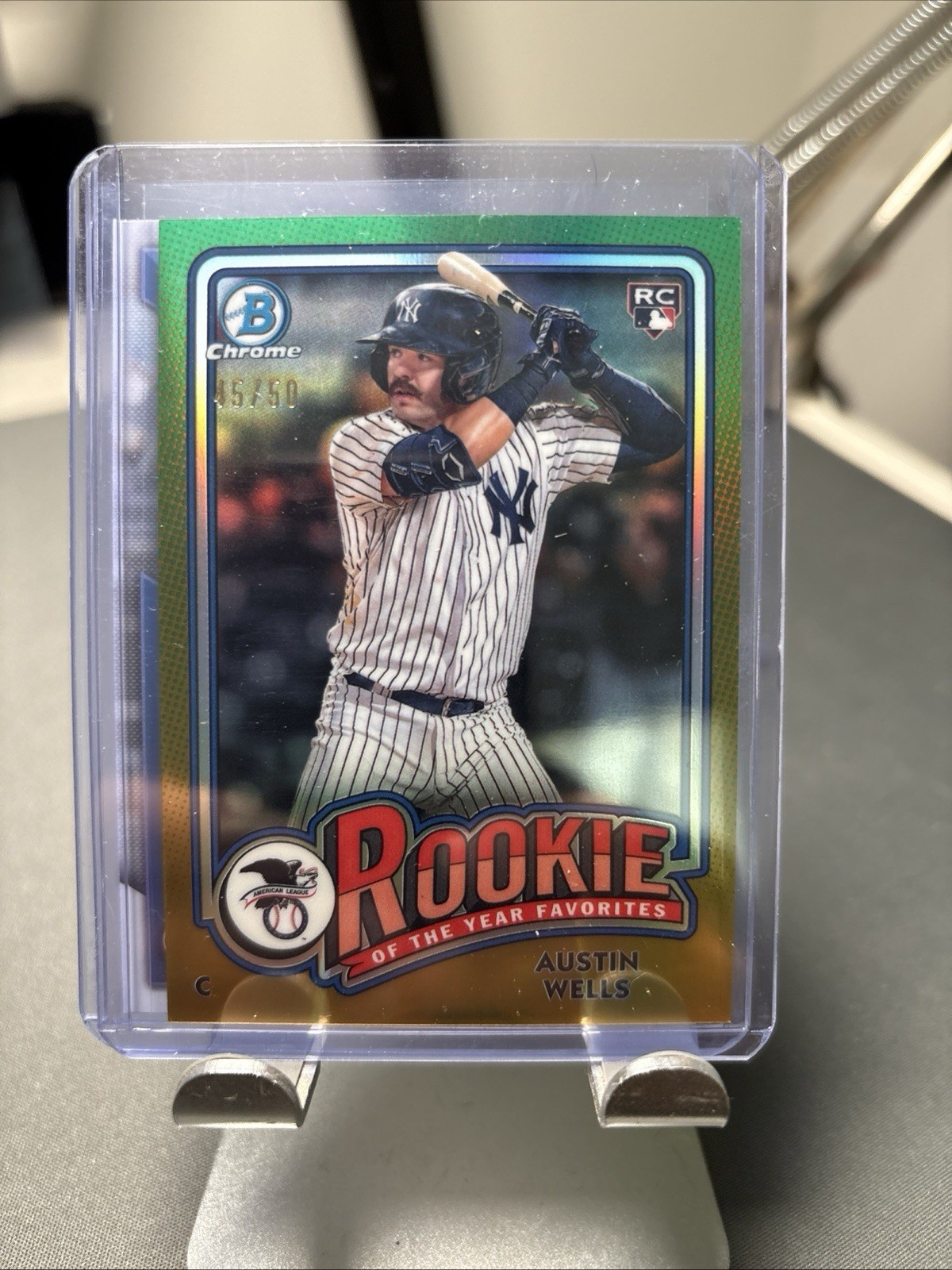 2024 Bowman Baseball Austin Wells Rookie Of The Year Favorites Chrome Gold 45/50