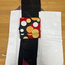 Unused silk kimono with fine pattern, tailored in Kyoto, size 156cm