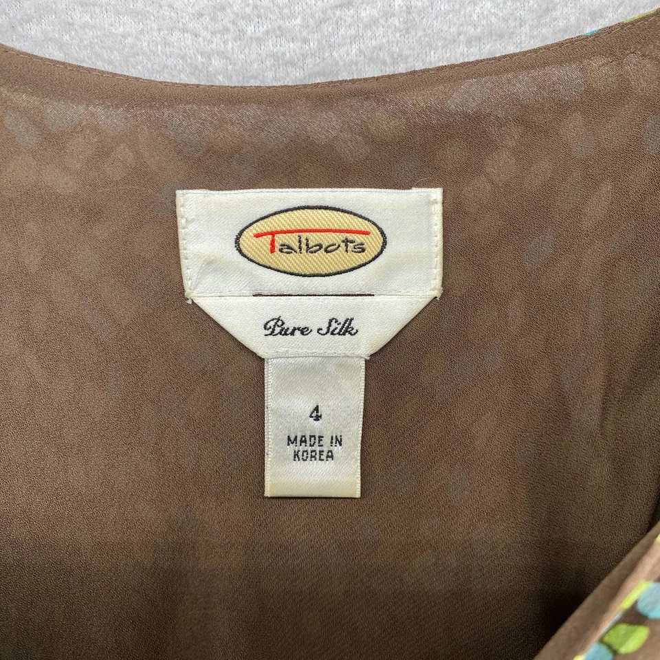 Vestido TALBOTS 4 Pura Seda Gasa Línea A Maxi Cottagecore Manga Gorra Verde Foto 4 de 4