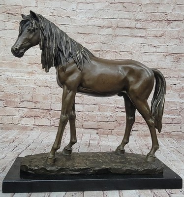 BRONZE SCULPTURE Jules Mene French 1835 1894 Thoroughbred Horse Figurine Decor