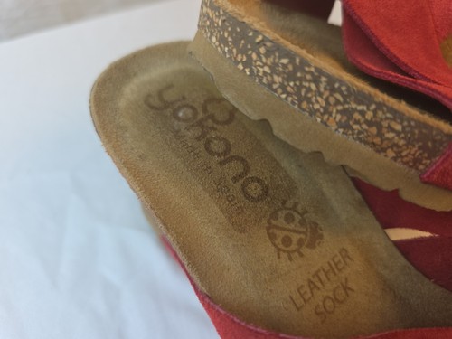 Yokono Damen Leder Sandalen 6,5 rot Komfort Slipper Keilabsatz Spanien Sommer - Bild 5 von 13