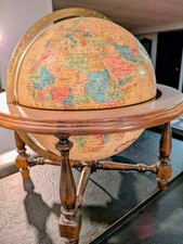 Mappamondo vintage anni 70 su supporto in legno