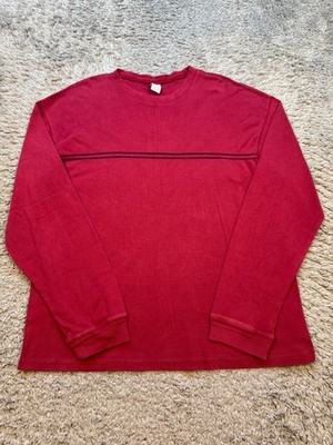 Vtg Gap Sweatshirt Men Large Red Fleece Waffle Knit Thermal Crewneck  Pullover
