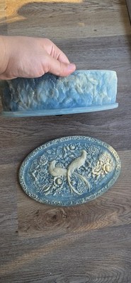 Vintage Genuine Incolay Stone Oval Jewelry Box With Birds of