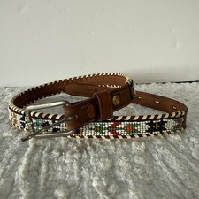 VTG 60s/70s Hand Tooled/Beaded Native Belt 26  Thunderbird Indian Belt