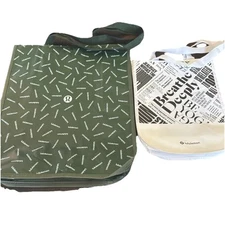 lululemon reusable shopping bags One Large Green Bag / One Small White Yoga Bag