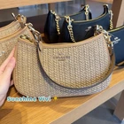NWT COACH Teri Shoulder Bag With Charm CEC43 straw/Im/Toast Leather