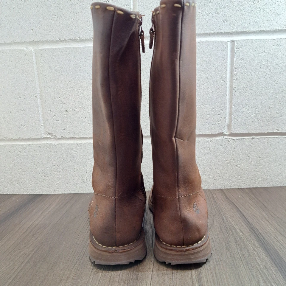 Timberland Mujer Botas de Cuero Marrón Medio Rodilla Mocasín Cremallera Botas Talla 10M Foto 4 de 4