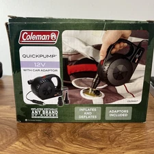 Coleman Quick Pump 12v Air Pump Car Adapter Portable With Attachment Nozzles
