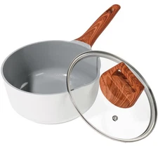 Ceramic Nonstick Sauce Pan with Lid,2 Quart Saucepan,small pots for cooking with