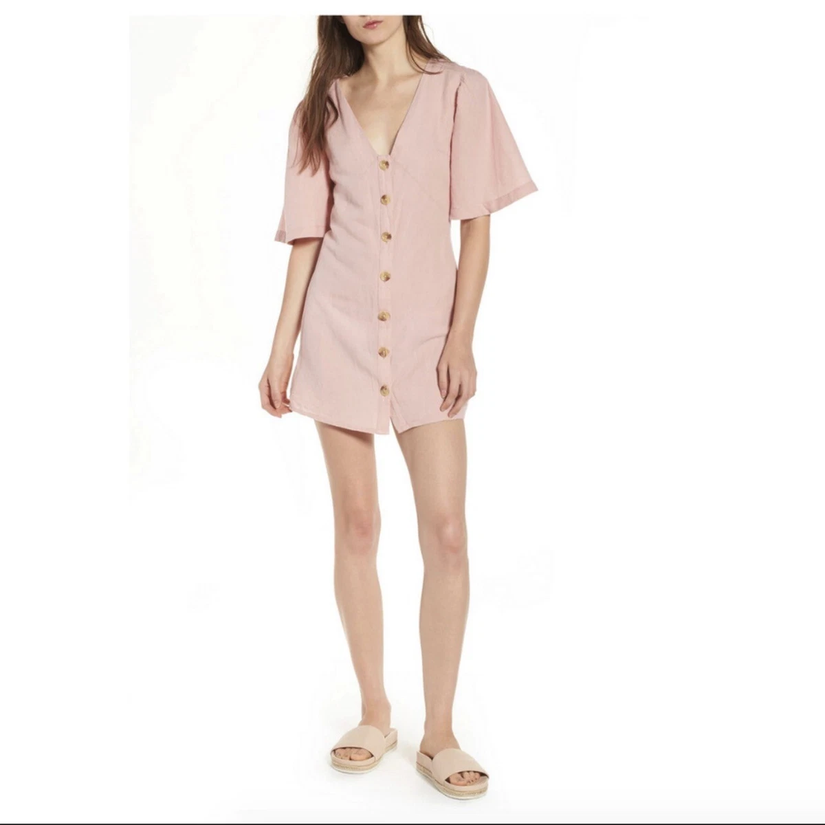 Topshop pink shirt dress cheap