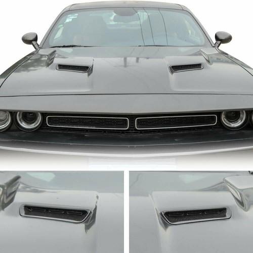 2pcs Hood Scoop Air Vent Cover Trim for Dodge Challenger 2015+ Carbon Fiber - Foto 7 di 7