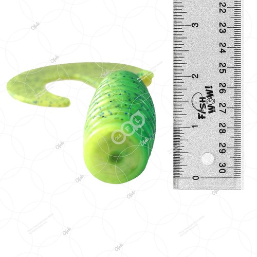 Señuelo rizado de pesca verde Chartreuse 2 piezas perca grasa de 10" (cola extendida) 2 piezas verde NUEVO - Imagen 5 de 8