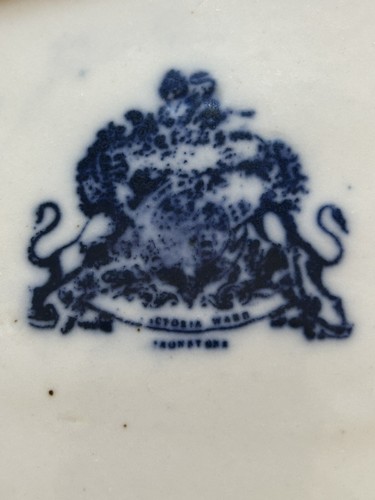 Vintage Victoria Ware Ironstone Flow Blue Cheese Dish / Cover - Picture 6 of 18