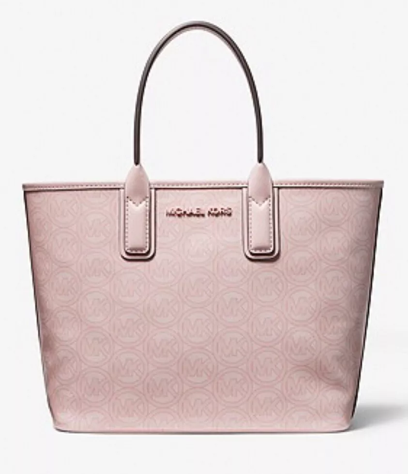 MICHAEL KORS JODIE SMALL TOTE BAG PURSE MK PINK SIGNATURE LOGO CIRCLE  MONOGRAM