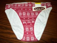 NWT CHARTER CLUB 100 COTTON BIKINI PANTIES RED FAIRISLE M