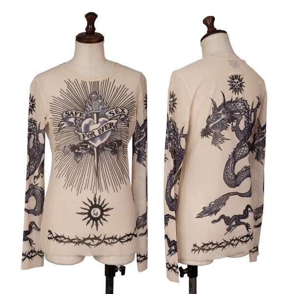 Jean-Paul GAULTIER FEMME Tattoo Printed T Shirt Size 40(K Jean-Paul GAULTIER FEMME Tattoo Printed T Shirt Size 40(K