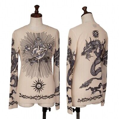 Jean-Paul GAULTIER FEMME Tattoo Printed T Shirt Size 40(K Jean-Paul GAULTIER FEMME Tattoo Printed T Shirt Size 40(K