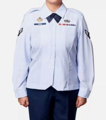 U.S. Air Force USAF Women's Blue Service Dress Shirt, Short & Long