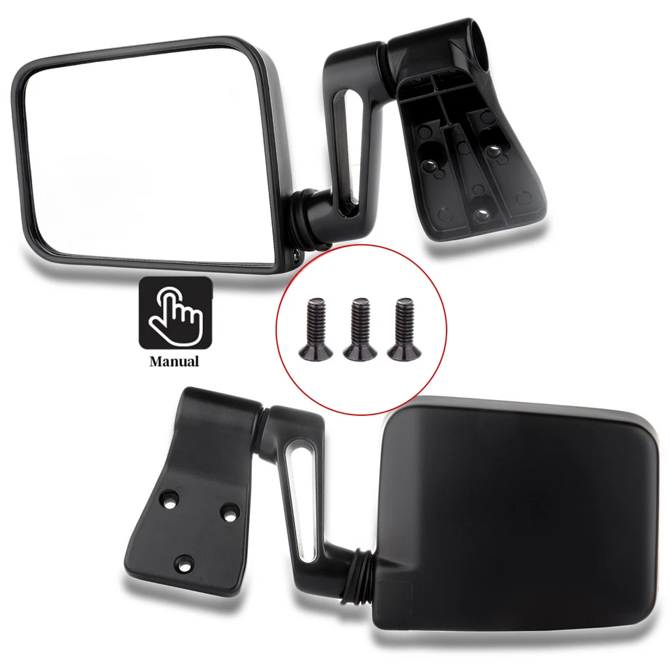 Pair Black Manual Right +Left Side View Door Mirrors For 97-02 Jeep Wrangler TJ Foto 4 de 4