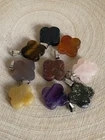 Natural Gemstone Crystal Pendant Rose Quartz Amethyst Sodalite Four Leaf Clover