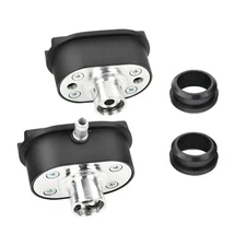 (2) Aluminum Black Finned Oval Air & PCV Breather Combo Valve Cover Nostalgia