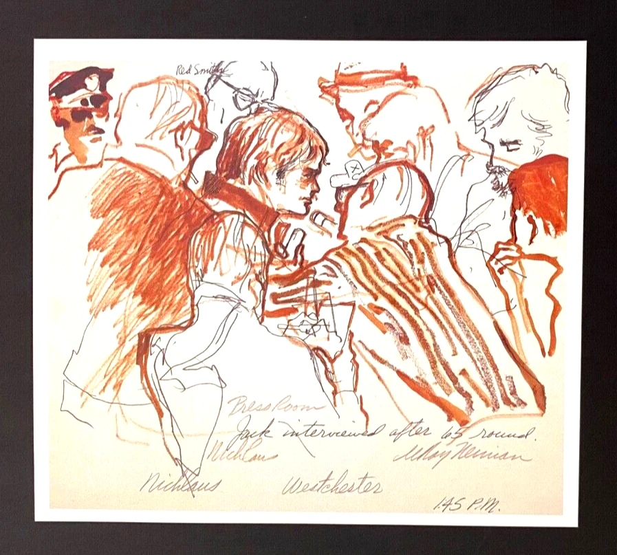 LEROY NEIMAN + JACK NICKLAUS + 1991 + IMPRESIÓN FIRMADA ENMARCADA 14X11 pulgadas Foto 2 de 3