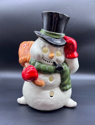Unique Vintage Ceramic Evil Frosty The Snowman Candle Holder - 第 1/5 張圖片