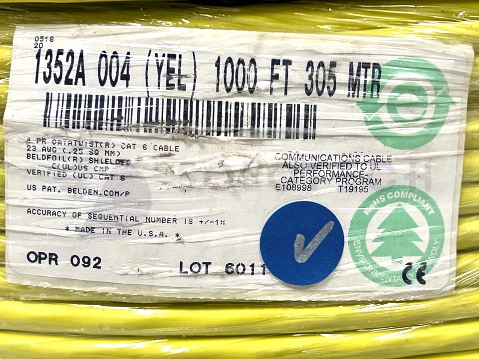 Cable horizontal Belden 1352A CAT6 (250 MHz) F/UTP, CMP, 4PR 23 AWG - #P29ps Foto 3 de 4