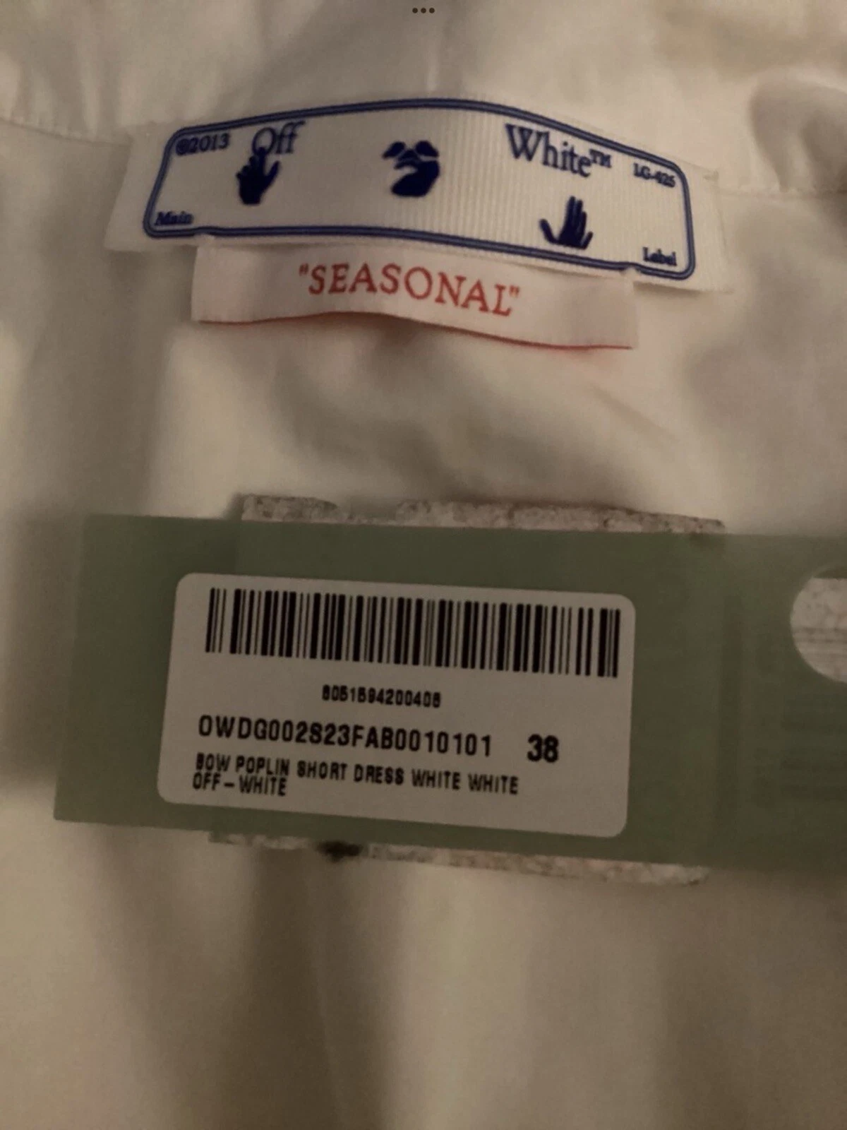 OFF WHITE Mini abito poplin bianco sporco bianco asimmetrico fiocco bianco taglia US8 IT38 AUTENTICO