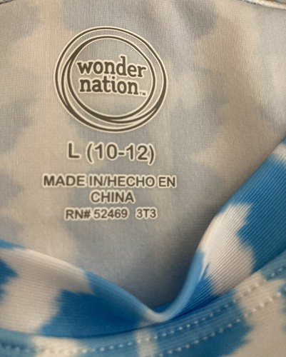 2 Piece Swimsuit Wonder Nation Girls NWOT L (10-12) Tie Dyed Top/ Solid Bottom - Picture 5 of 13