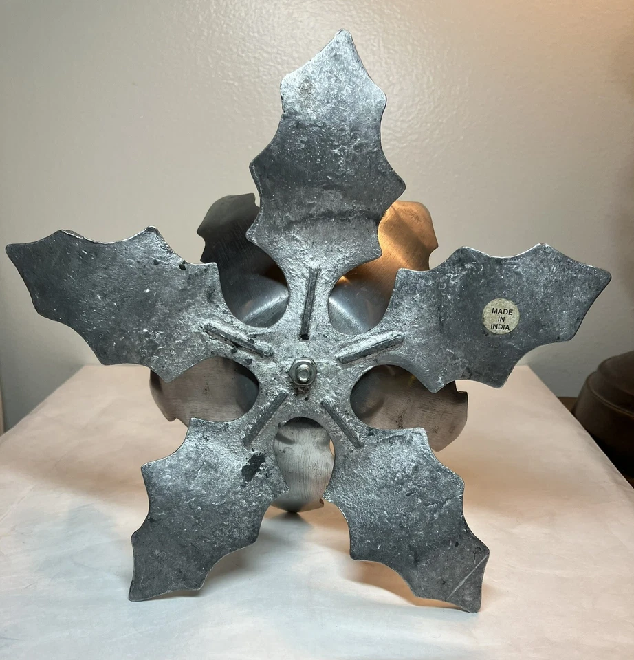 VINTAGE 6” SILVER MAPLE LEAF CANDLE HOLDER Made In India MCM - Image 4 of 4