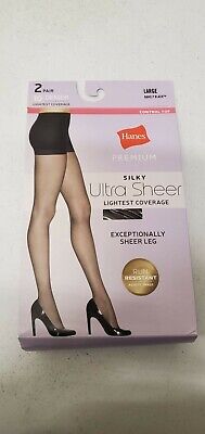 Hanes Premium Womens Barely Black Silky Ultra Sheer Lightest Pantyhose ...