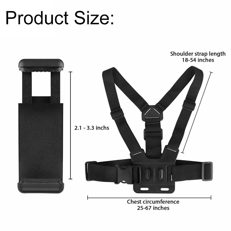 Chest Harness Strap Mount Accessories Adjustable For iPhone Android GoPro Hero - Image 2 of 4
