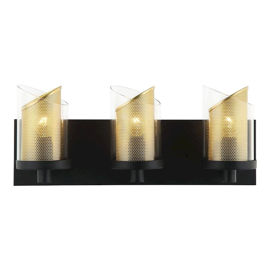 Varaluz So Inclined 3 Lt Bath Vanity Light Black Gold Clear Gold