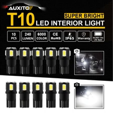 10X AUXITO LED T10 License Plate Car Interior Light White Bulbs 168 194 W5WO
