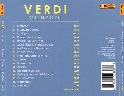 GIUSEPPE VERDI - CANZONI NEW CD