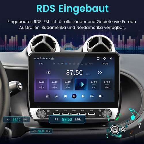 10.1" Carplay Android 13 Autoradio GPS Navi BT 6+128G Für Smart Fortwo 2015-2019 - Bild 10 von 19