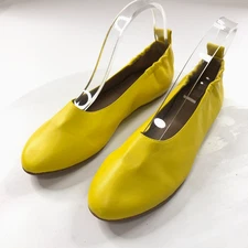Eileen Fisher 9 Naomi Napa Leather Ballet Flat Ballerina Shoes Yellow MINT HRJ