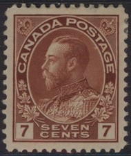 CANADA 1924 SC. #114 7 CENTS RED-BROWN KING GEORGE V ADMIRAL MINT HR CAT $25