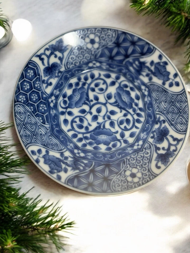 Vintage Neiman Marcus Oriental Cobalt Blue & White Plate 90’s chinoserie - Image 2 of 4