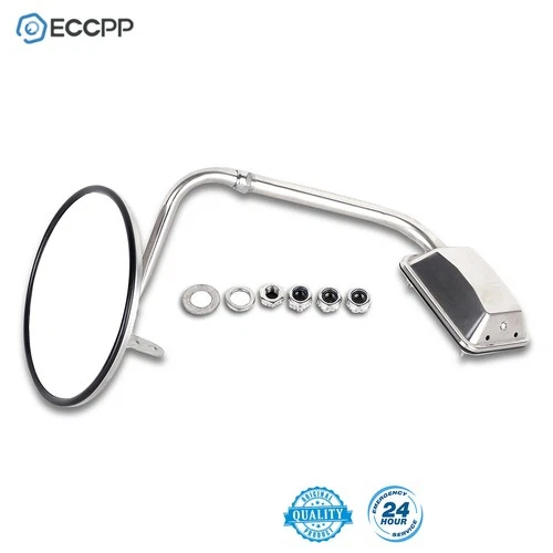 Stainless Steel 8" Round Mirror Driver LH Side Manual Mirror Replacement